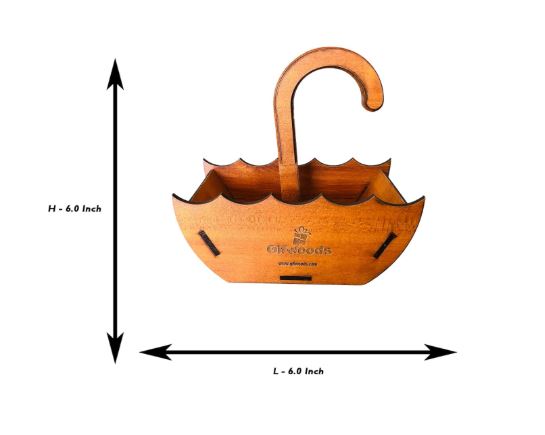 Wooden Umbrella Shape Storage Organizer with Handle - Image 3