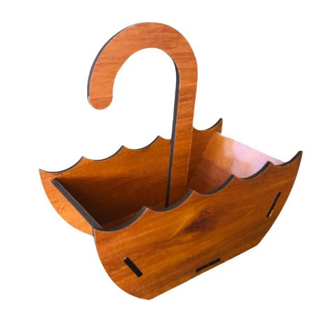 Wooden Umbrella Shape Storage Organizer with Handle - Image 4